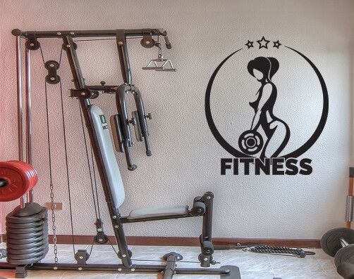 Wall Vinyl Decal Logo Gym Bodybuilding Barbell Sports Fitness Man Woman (n1882)