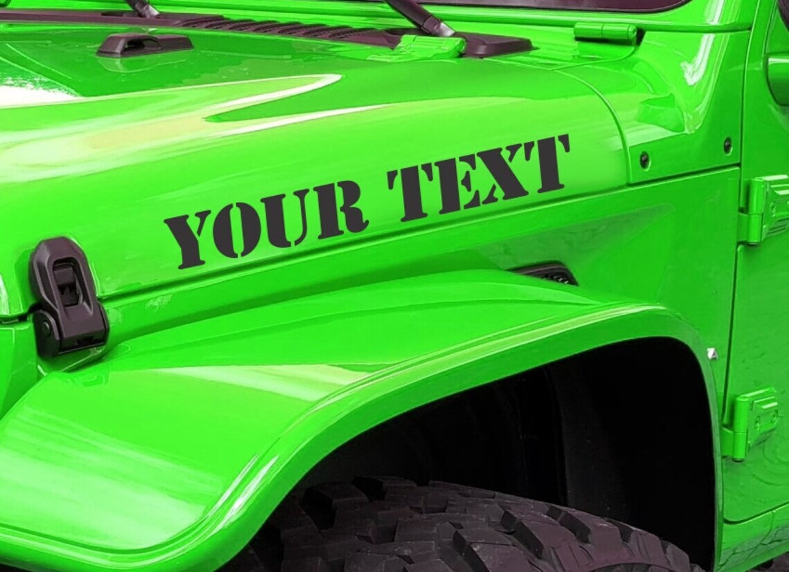 2x Custom Jeep Hood Decals – Custom Decal for JL JK TJ XJ CJ – Custom Hood Decal