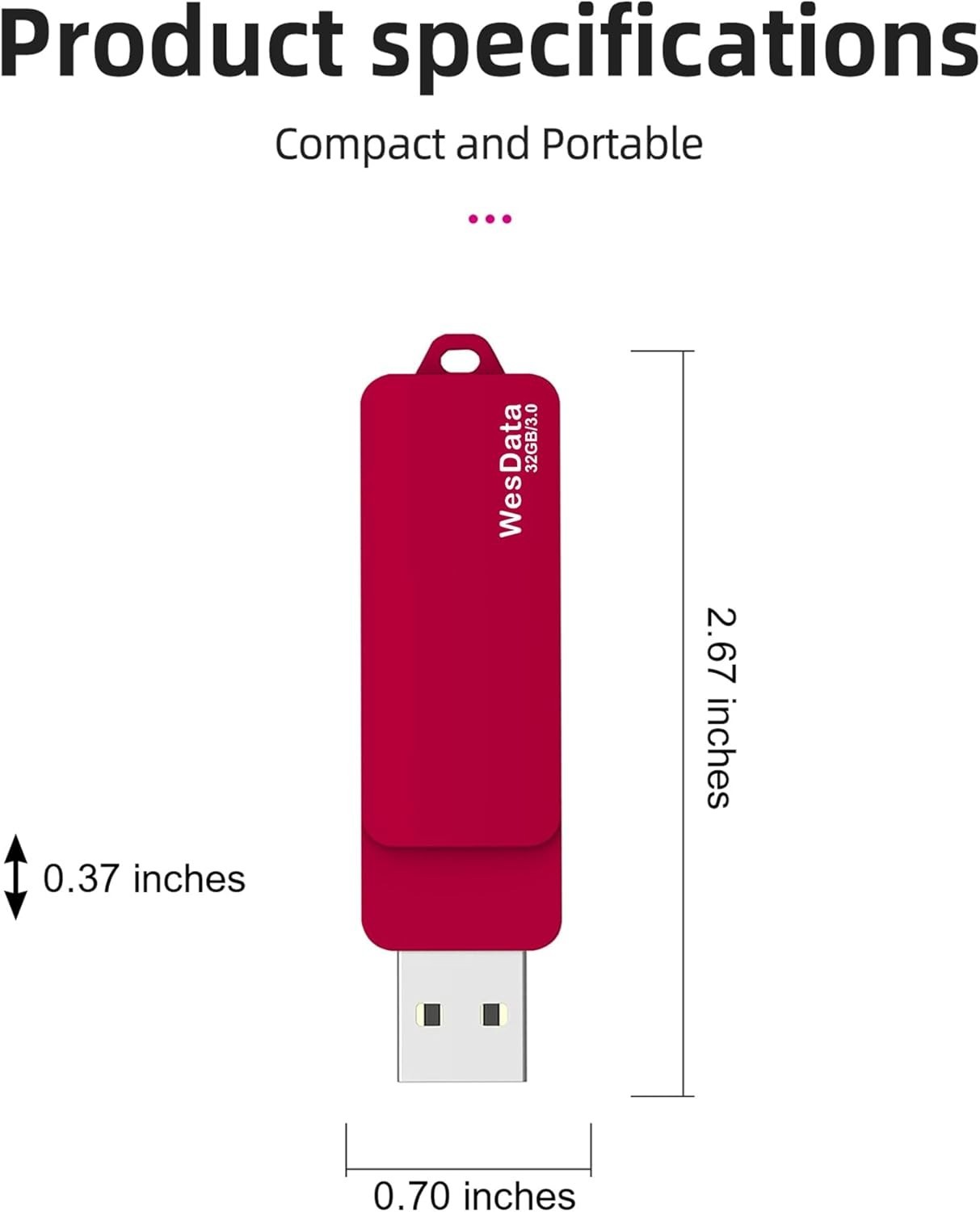 32GB 3.0 USB C Flash Drive with Type C and A Port, C 3.0, Red