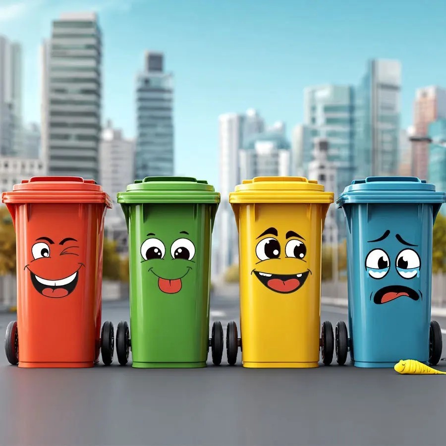 4pcs Cartoon Face Stickers Self Adhesive Wall Decals Trash Bin Home Decor