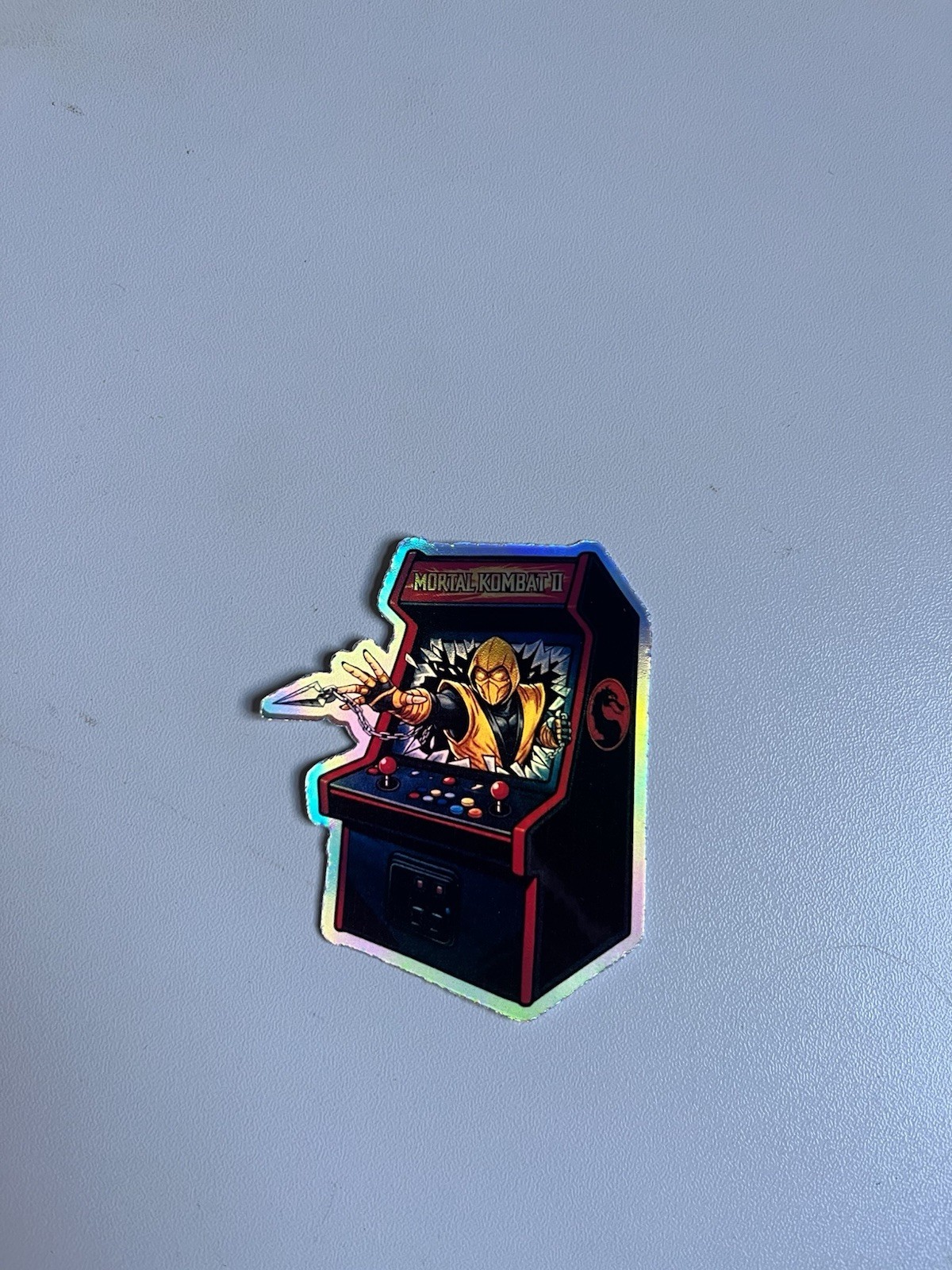 Retro Mortal Kombat 2-arcade machine Scorpion 3inch Holographic Sticker