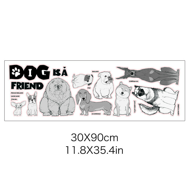 Dog is a Friend Breeds Wall Decal Stickers US Seller Black White Gray
