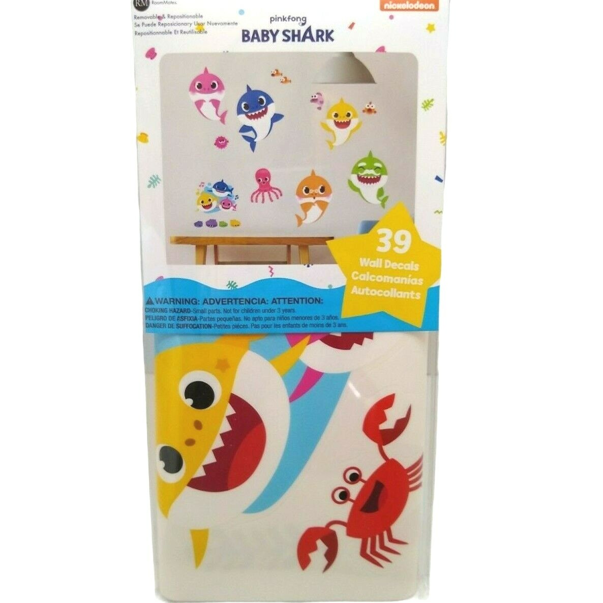Baby Shark Wall Stickers Party Supplies Decorations Decals 39 Reusable Pink Fong