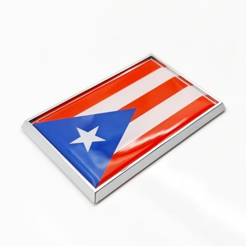 Flag Sticker Emblem Decal for Puerto Rico Car Chrome Flags – 2 Pack – 3 Pack