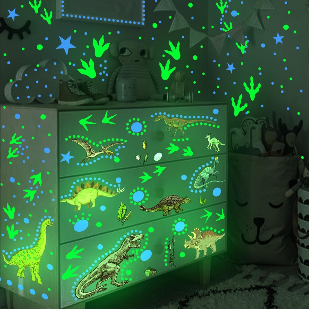 Glow-in-dark Dino Wall Decals – Removable, Luminous, Fun & Easy to Apply