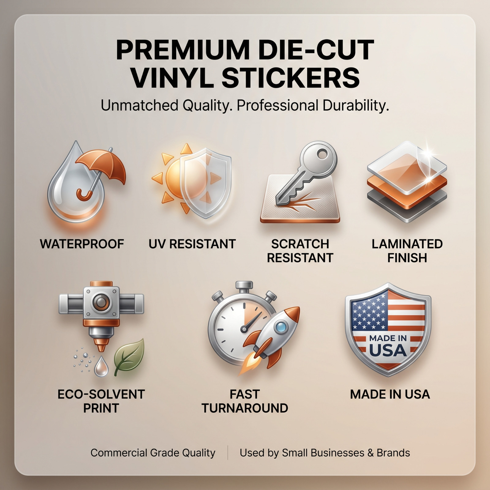 Custom Color Vinyl Decal Sticker Waterproof Different sizes Available 2"–20
