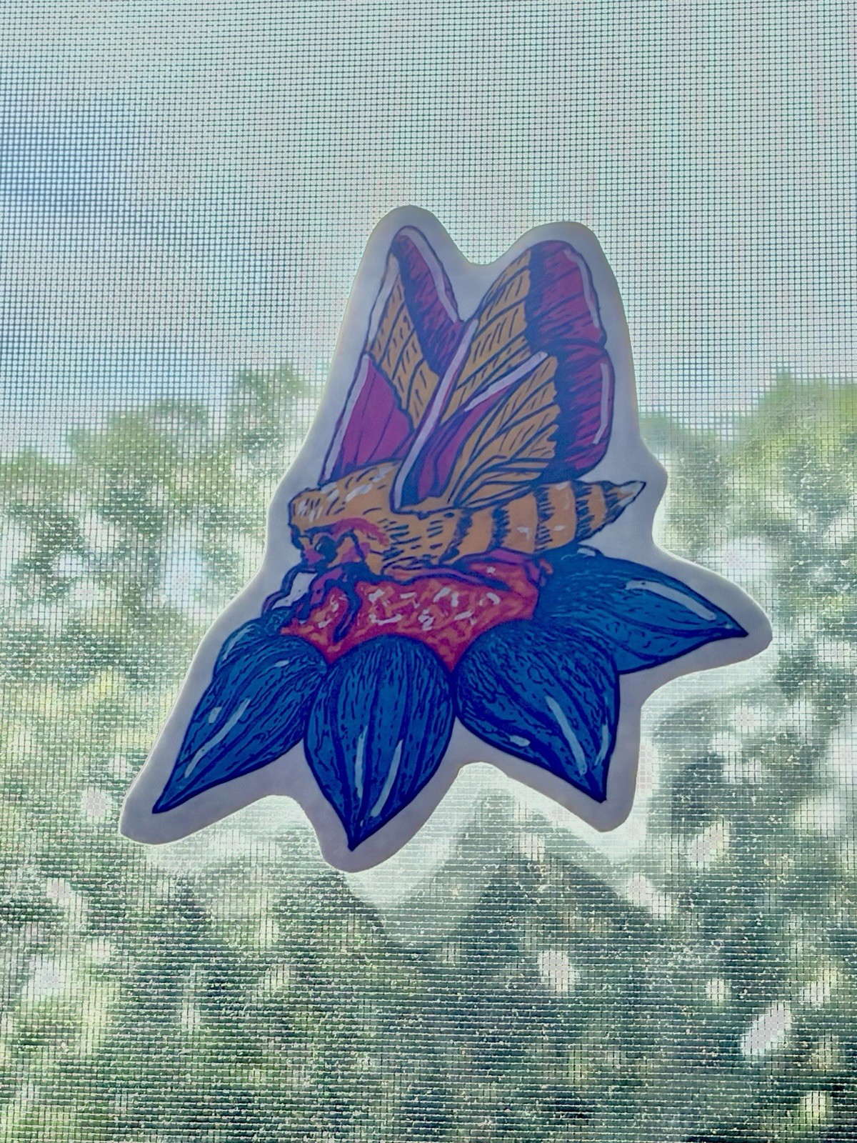Sunset Moth Waterproof Sticker: Aesthetic Vinyl Insect Art Decal