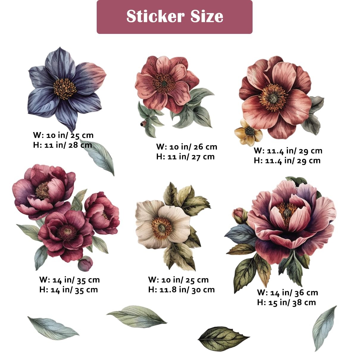 Large Flower Wall Art Decals Boho Fabric Jumbo Floral Wall Stickers for Girls…