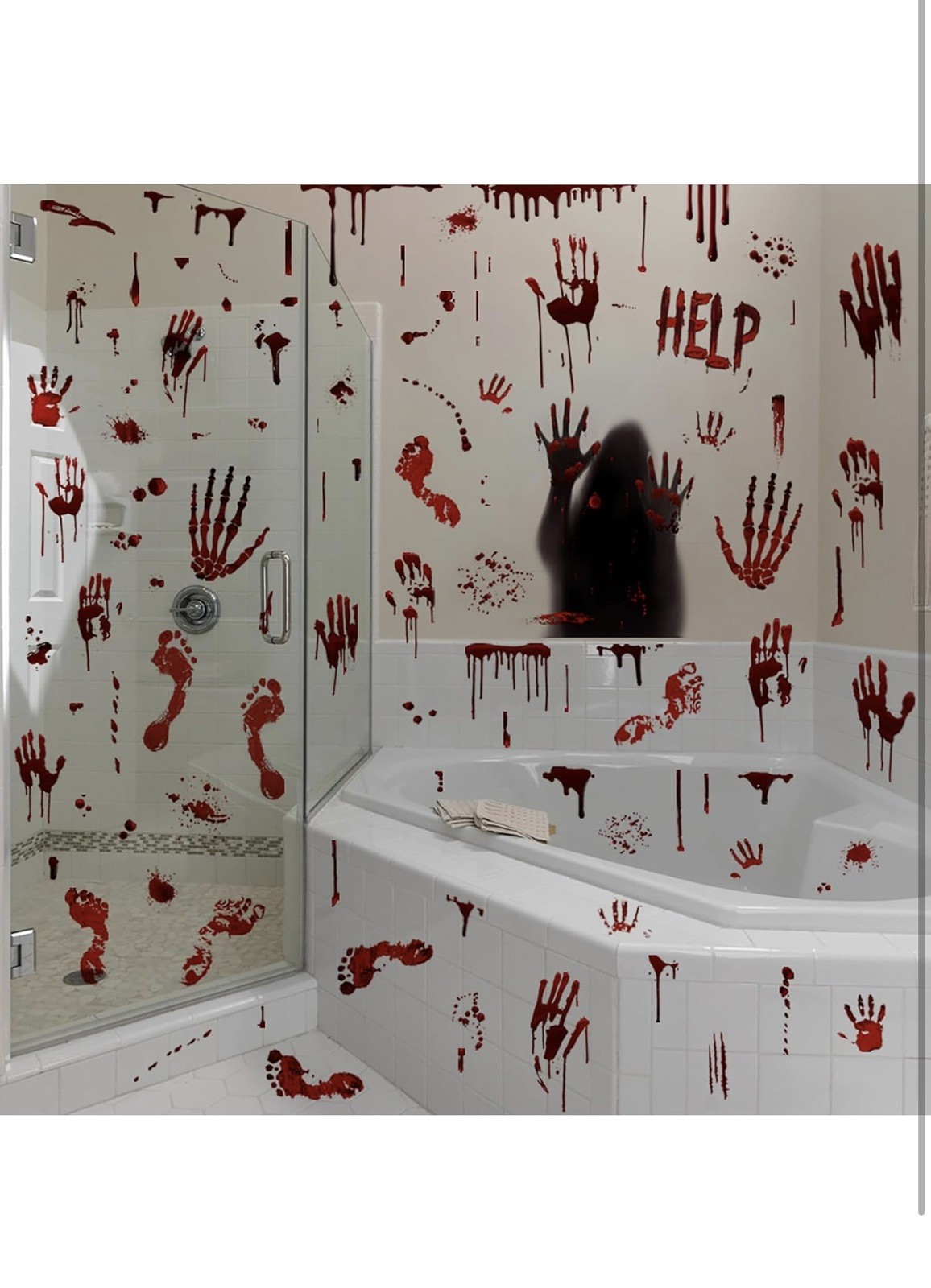 12 sheets of Bloody Handprint Footprint Window Stickers Wall Stickers /Halloween