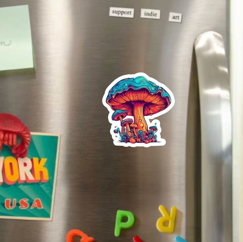 Colorful Mushroom Die Cut Glossy Fridge Magnet
