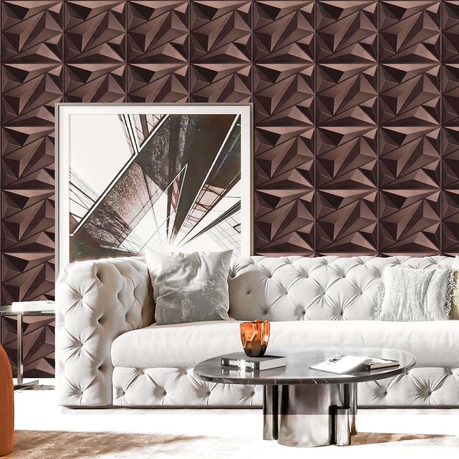 Durable Antique Copper 33-Pack 3D Textured Wall Panels – 32 Sq.Ft. Coverage