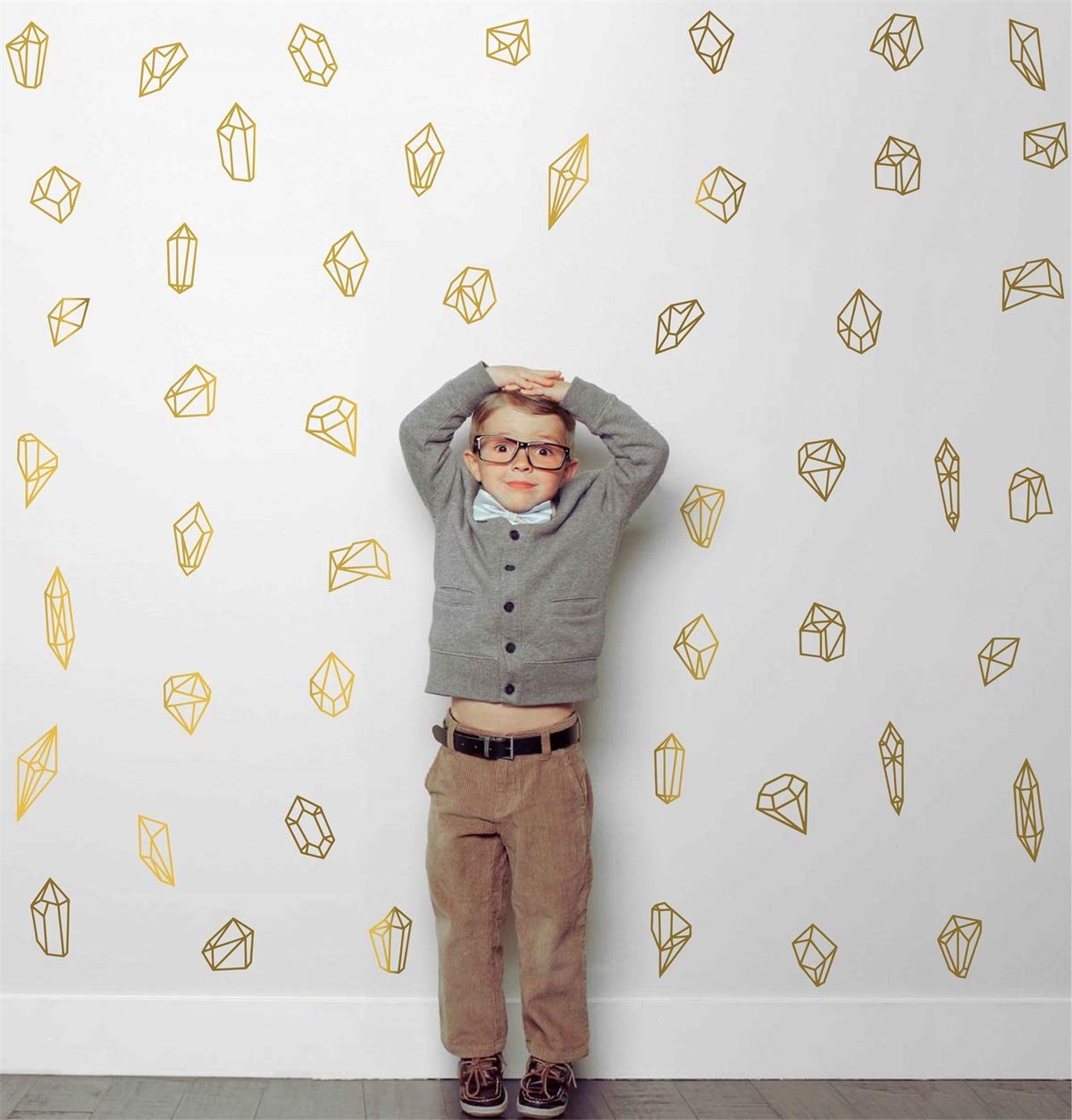 50 pcs Geometric Shapes & Gems Wall Stickers Home Decor Vinyl Decals for Room…
