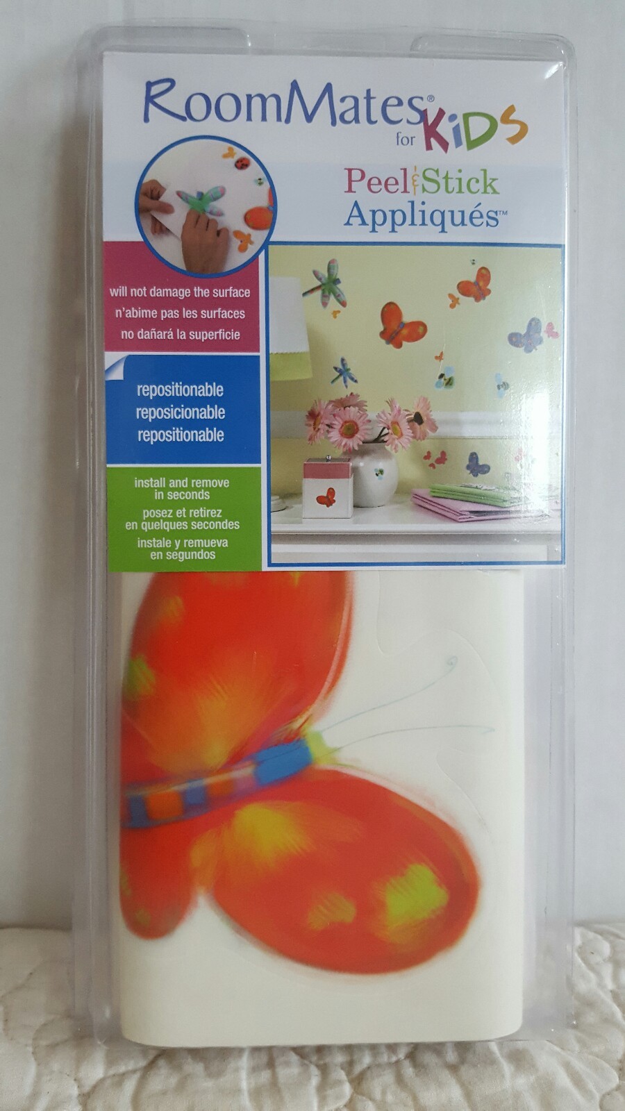 New Peel-and-Stick Wall Cutout Appliques Butterfly Bee Dragon Fly Insect Decal