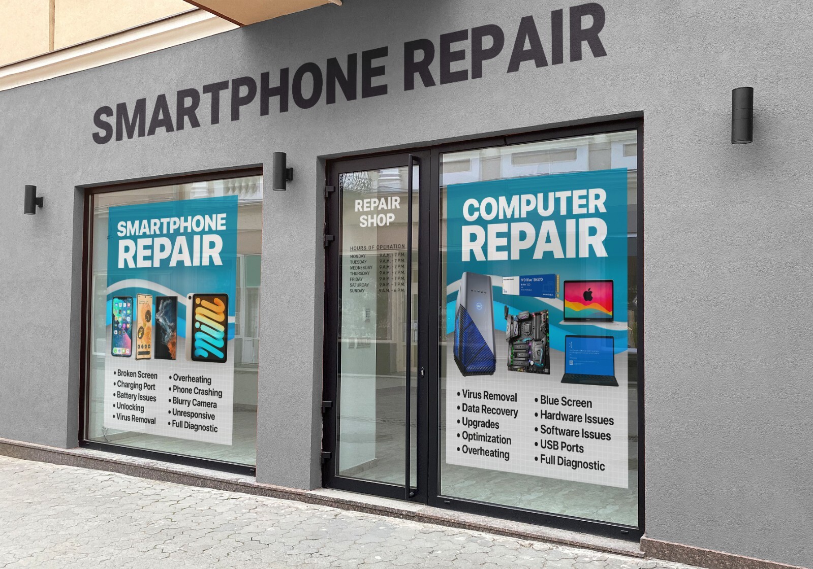 Computer Smartphone Tablet RETAIL WINDOW sign poster Windows Android Apple