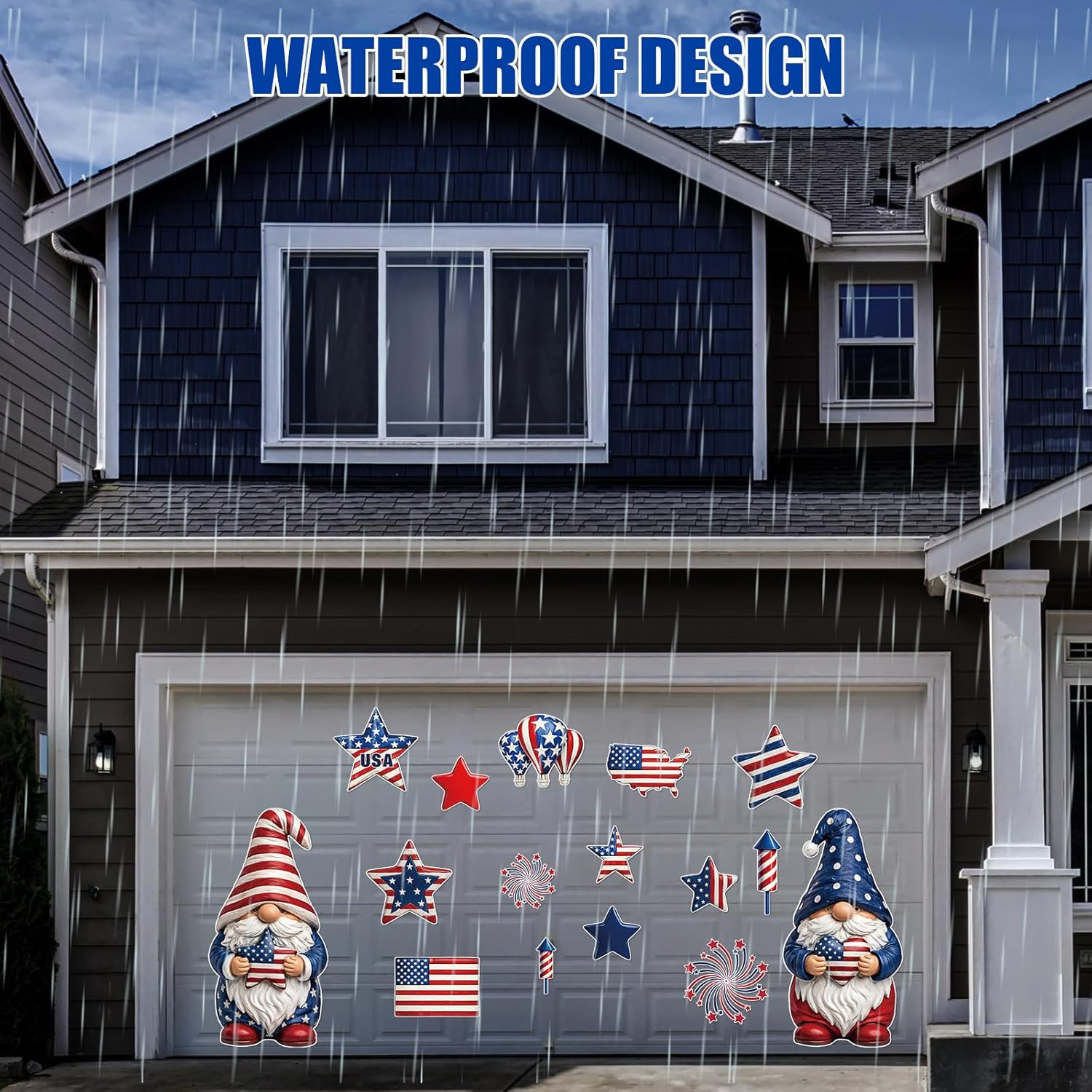 16 Pcs Patriotic Garage Decoration Magnet Sticker – 4Th of July Red White Blue 2