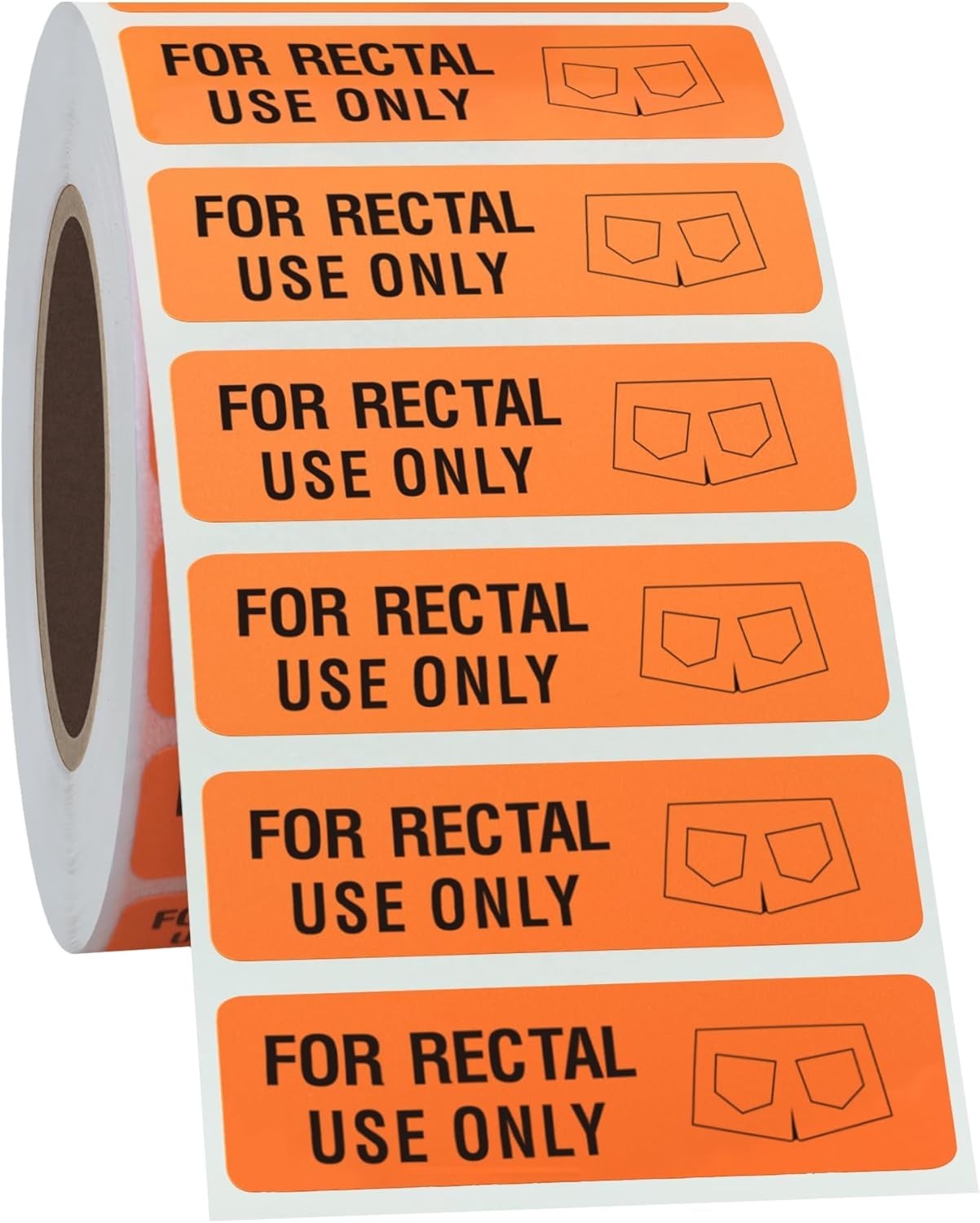 Fluorescent Red Rectal Use Only Stickers 1.5 Inch by 0.375 Inch 500 Labels Roll