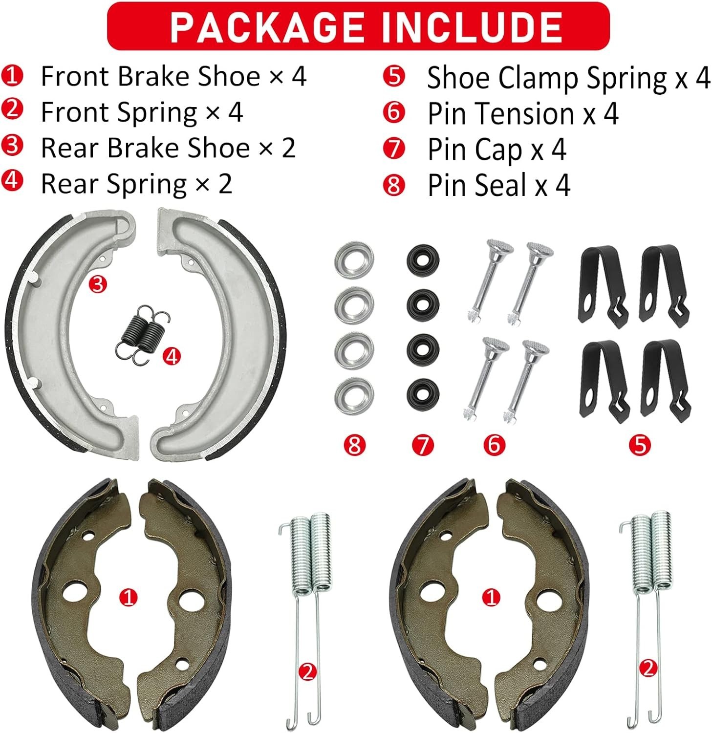 Brake Shoes Kit Front & Rear for Honda Fourtrax 300 4×4 1988-2000 TRX300 TRX3…