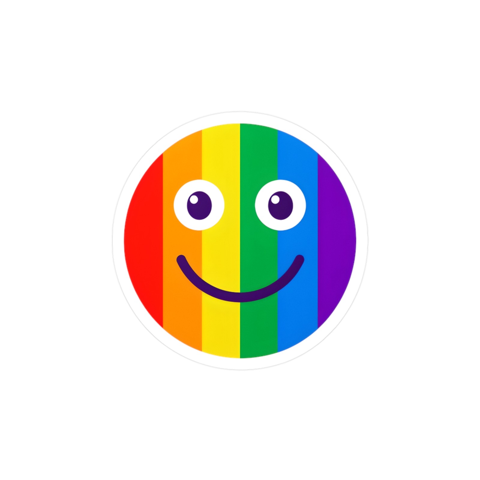 Rainbow Smiley Face Kiss-Cut Vinyl Decal | Pride Circle Sticker
