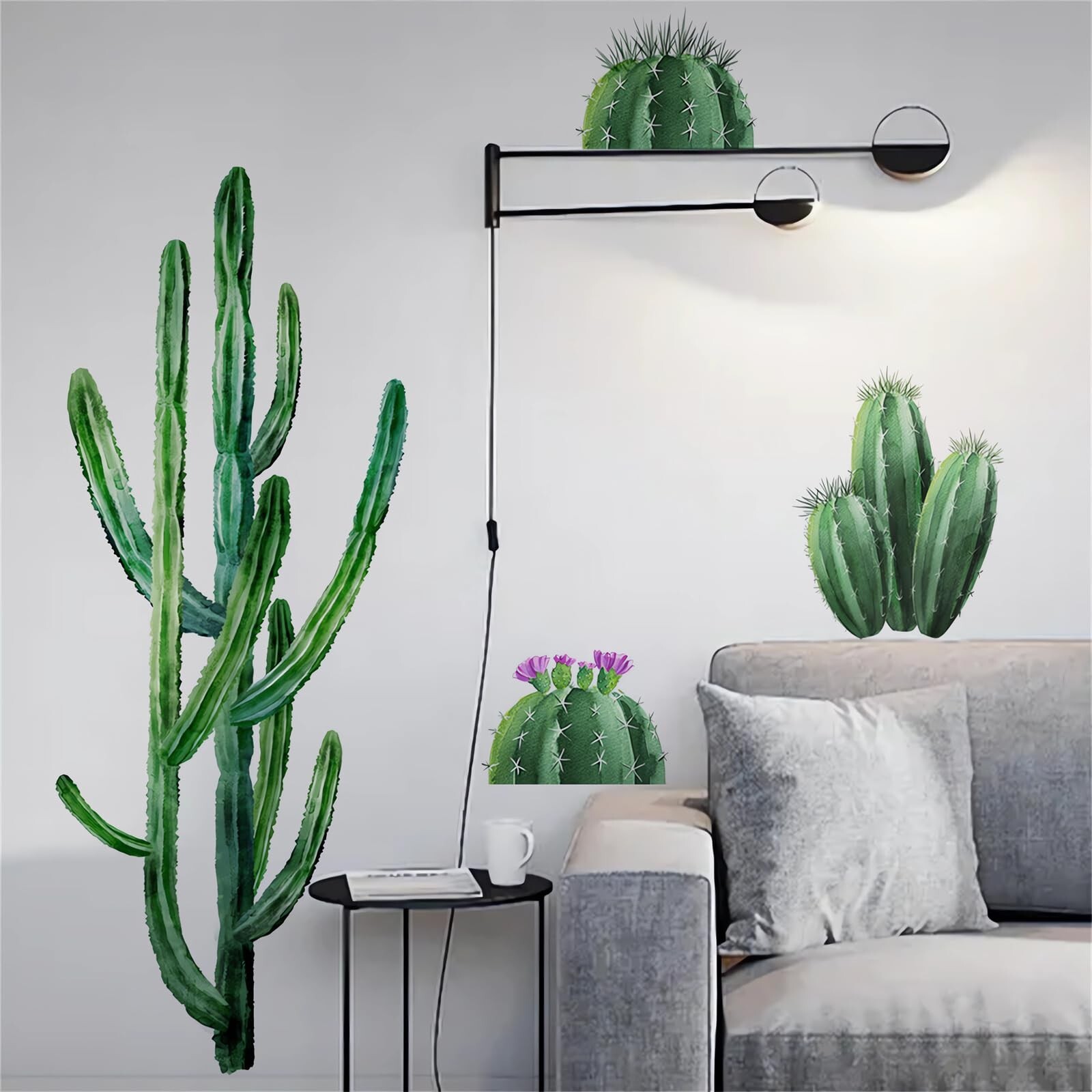 Big Cactus Wall Stickers, sacinora Large Tropical Green Plants DIY Wall Decal…