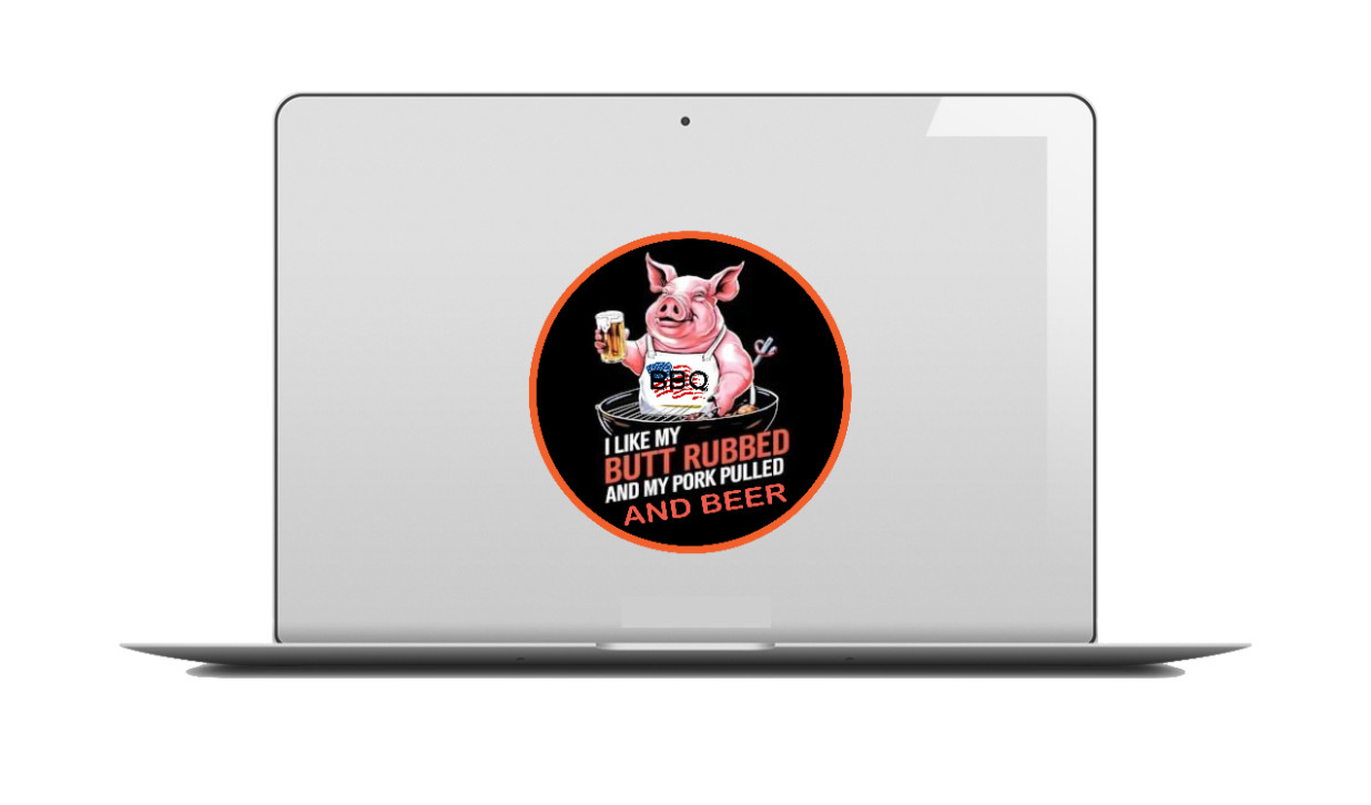 BBQ – (Butt Rubbed and Beer) 4" Vinyl Decal Car Truck Cooler Laptop Smoker Grill