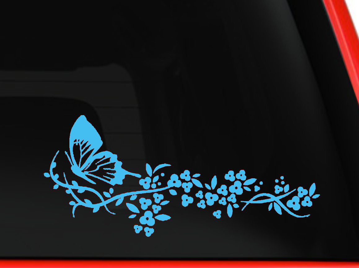 Flower and Butterfly, beautiful nature Decal Stickers Car Window Truck laptop 6"