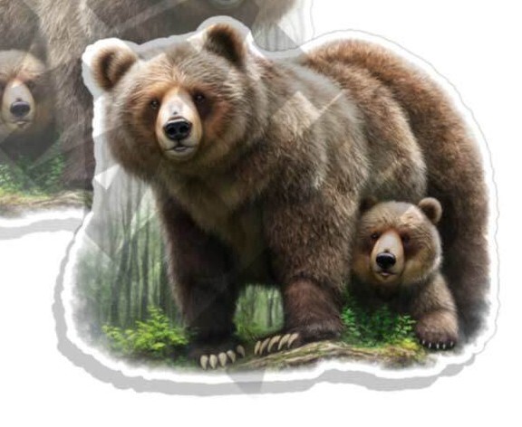 Mamma Bear and Cub Vinyl Stickers Decals NATURE Grizzly Outdoors C35004 2 Pk