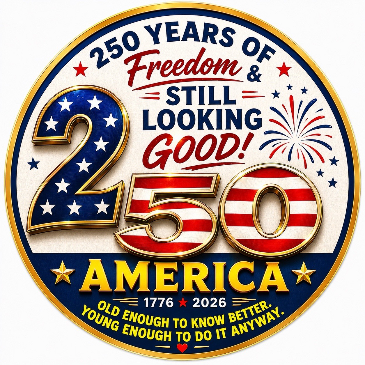 STICKER (BUY 2, GET 1 FREE) 250th of America vinyl glossy freedom patroitic USA