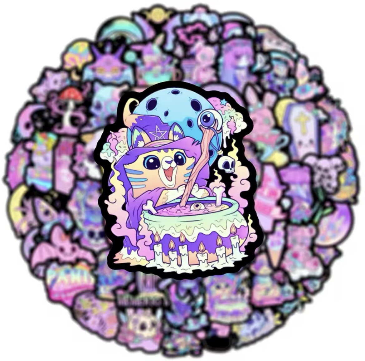 Cute Gothic Stickers 50pk Mixed Pastel Cute Goth Pink Fun Stickers