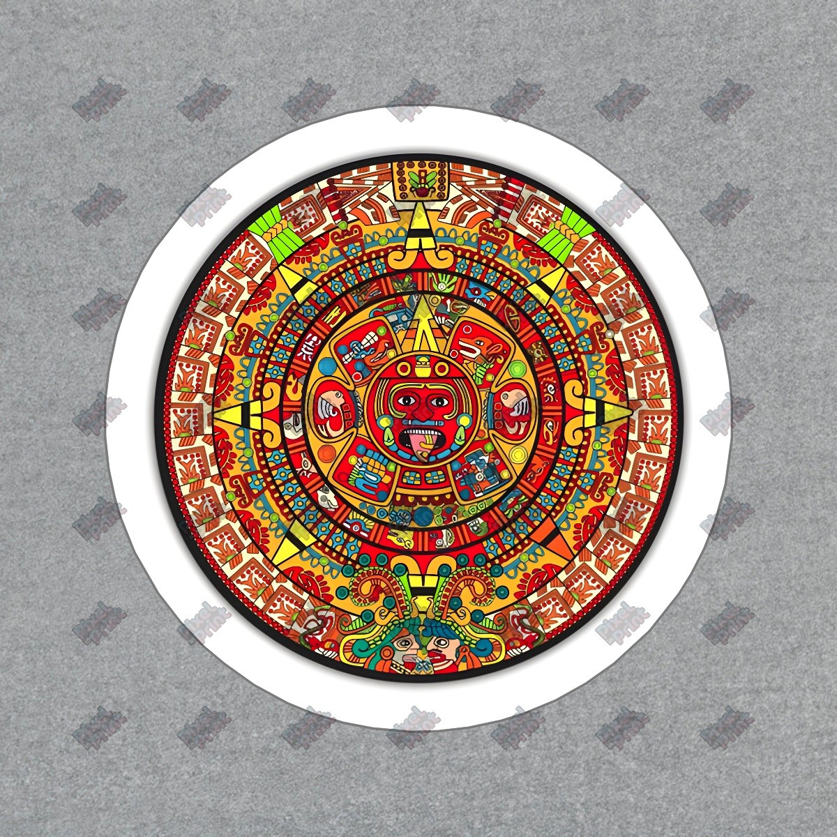 Vibrant Aztec Calendar Vinyl Sticker Colorful Decal for Laptop, Water #343839