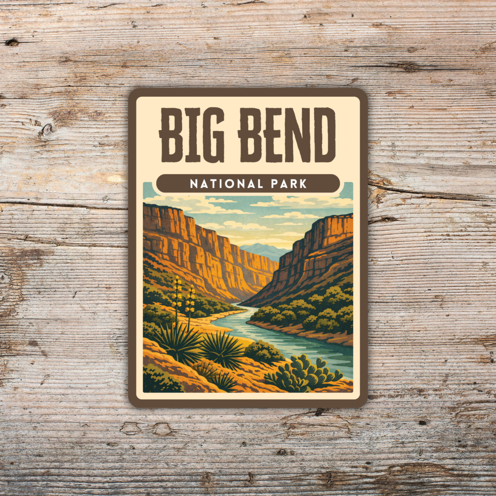Big Bend National Park Sticker Retro Screen Print Vinyl Decal Travel Gift