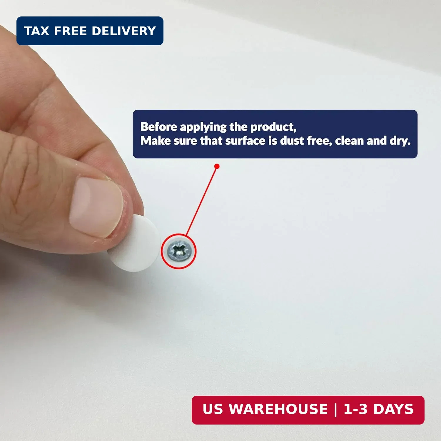 White Self-Adhesive Screw Hole Stickers – 50 pcs. 0.55 inch / 14 mm Peel Stick D