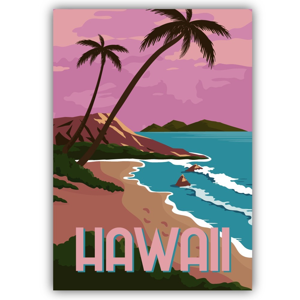 Hawaii Travel Vintage Poster Art Cut To Shape Vinyl Sticker