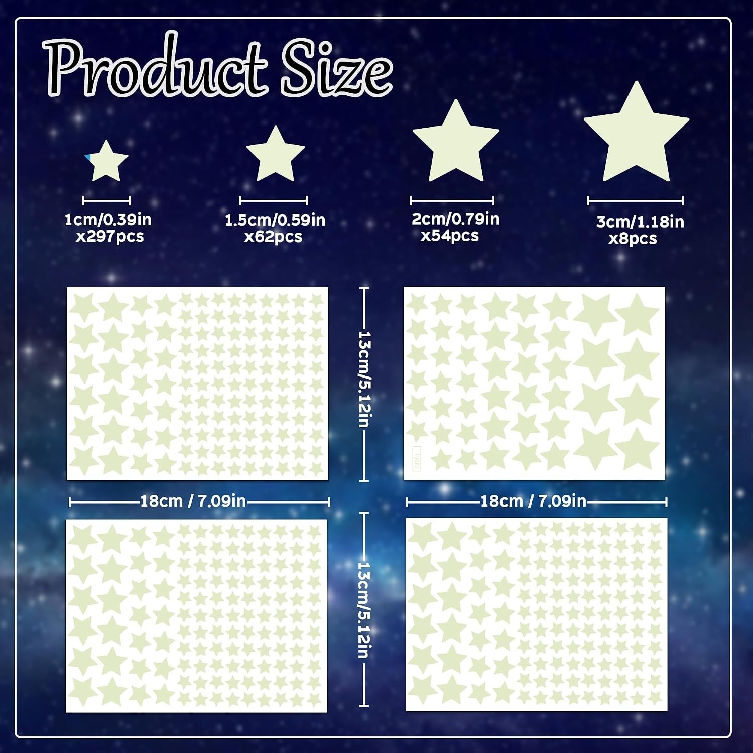 421Pcs Glow in the Dark Stars Space Wall Decals Ceiling Stars for Bedroom|Galaxy