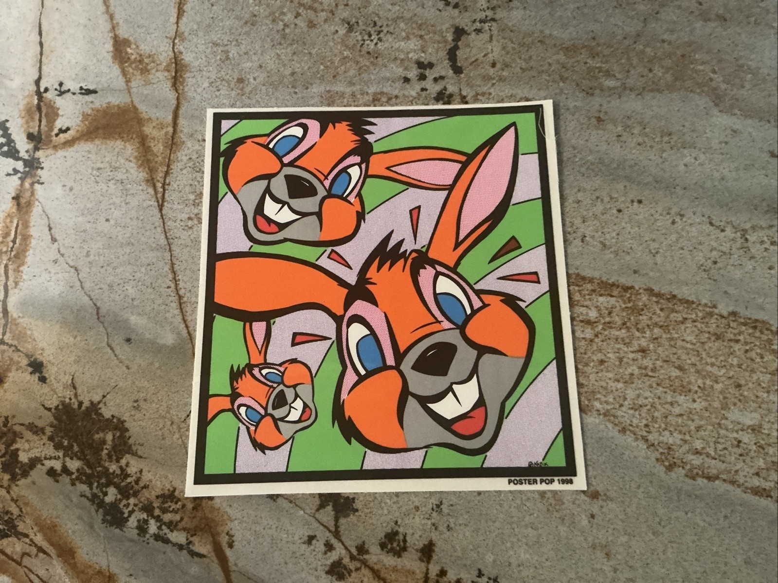 Frank Kozik original Poster Pop silkscreen BUNNY FEST Sticker; Vintage 1998