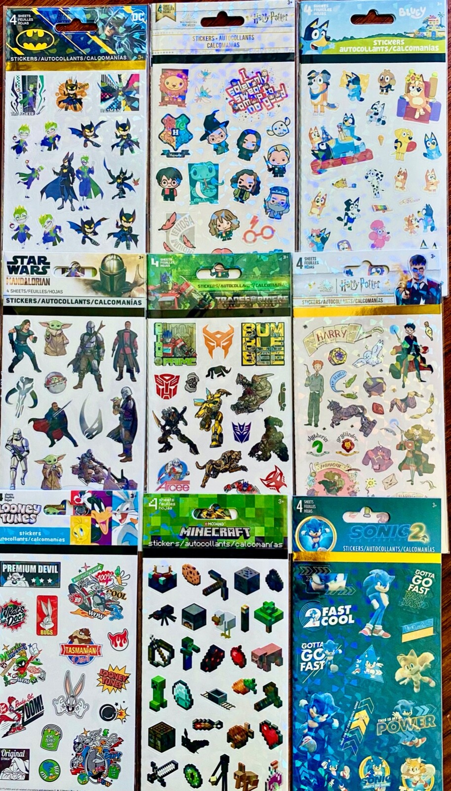 349+ STICKER LOT STITCH GARFIELD SPIDERMAN KUNG FU PANDA HELLO KITTY WEDNESDAY +