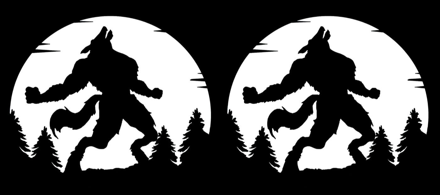 Werewolf Howling Full Moon Forest 2 Pk 5" Vinyl Decals Window Any Flat Surface