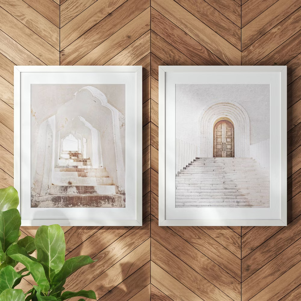 (Set of 2) 16"x20" Architecture Framed Arts Neutrals – Threshold: Vertical Wall