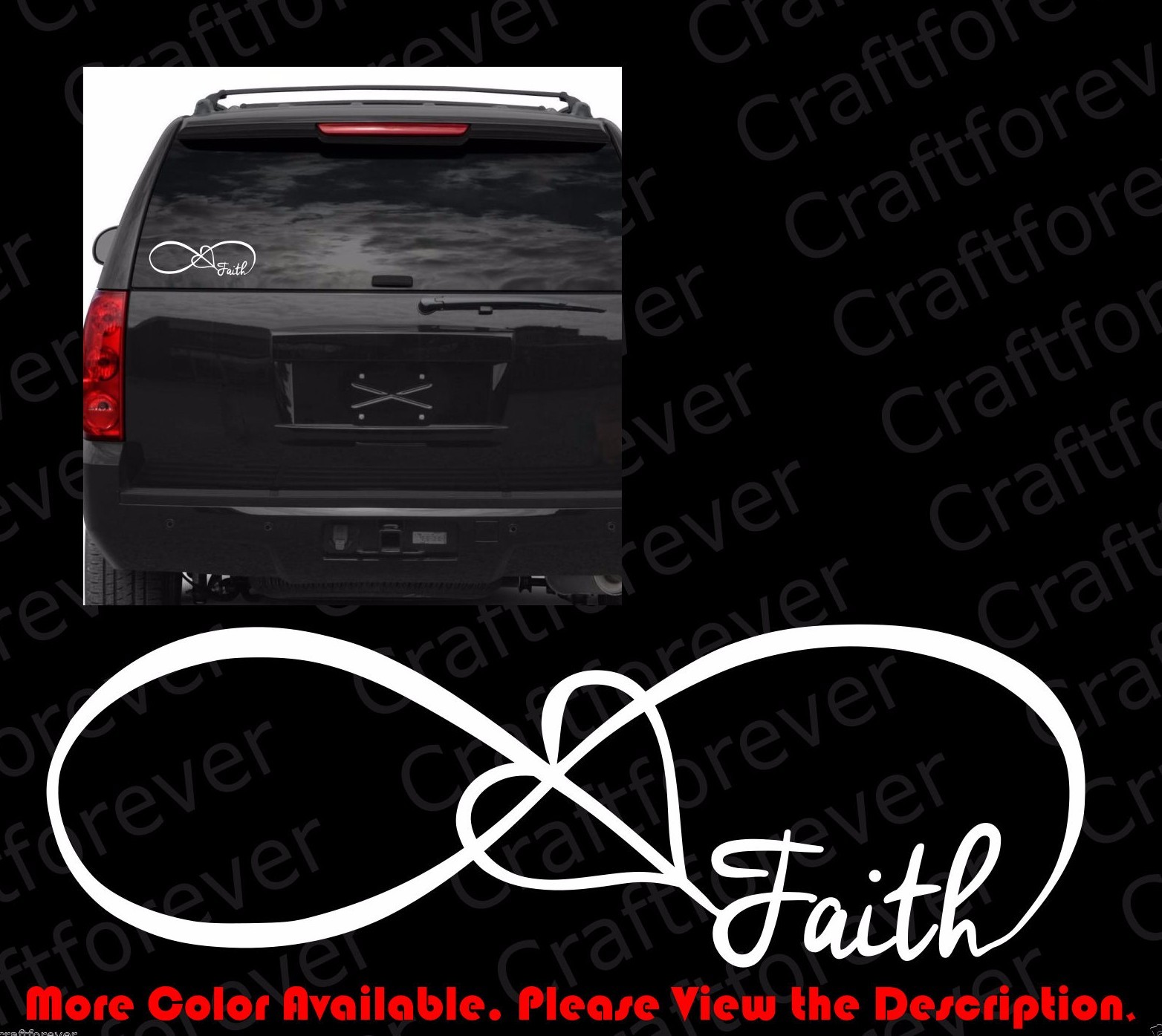 FAMILY LOVE HEART INFINITY FOREVER FAITH VINYL DECAL CAR WINDOW STICKER FM003