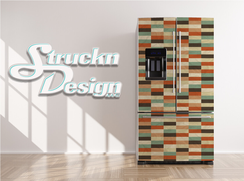 Rectangle Brick Pattern Colorful Fridge Freezer Wrap Side Door Vinyl Decal