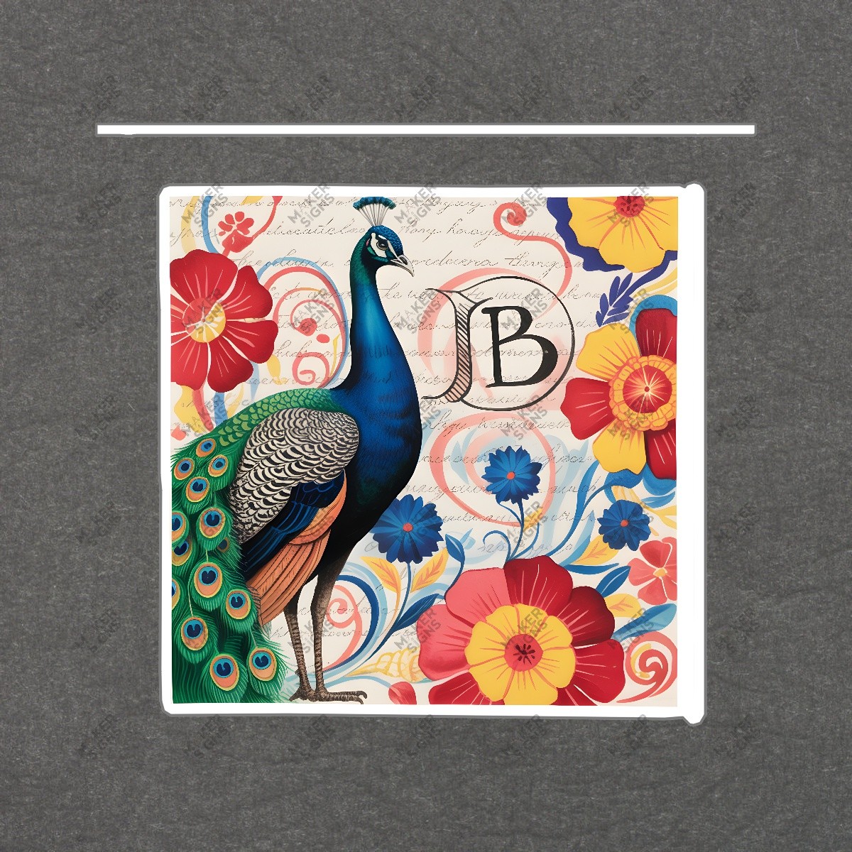 Vibrant Peacock Art Print Colorful Floral Decor Vintage Aesthetic #8183