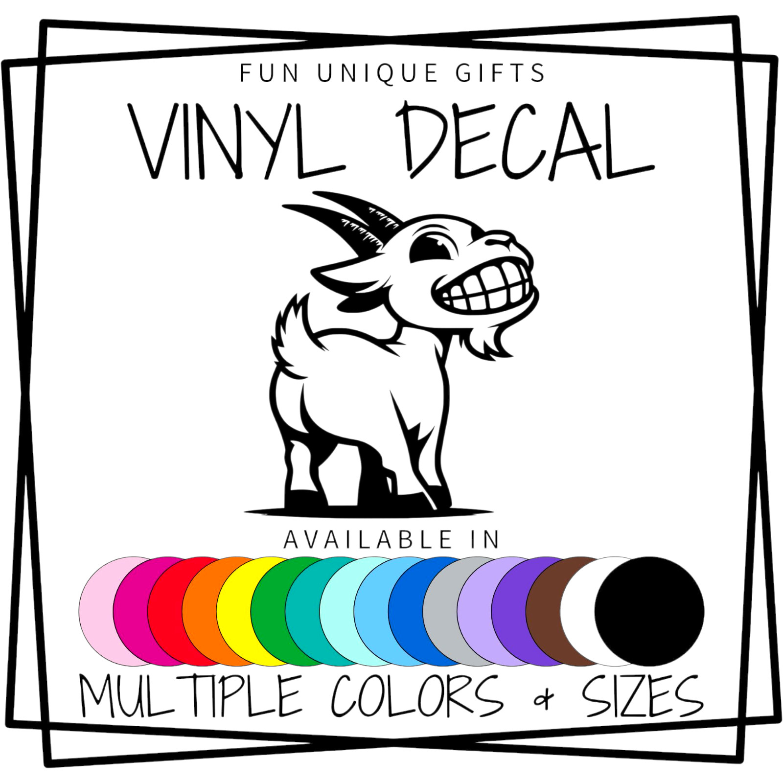 Smiling Goat Funny Vinyl Decal Sticker -Multiple Colors & Sizes- SHIPS FREE!