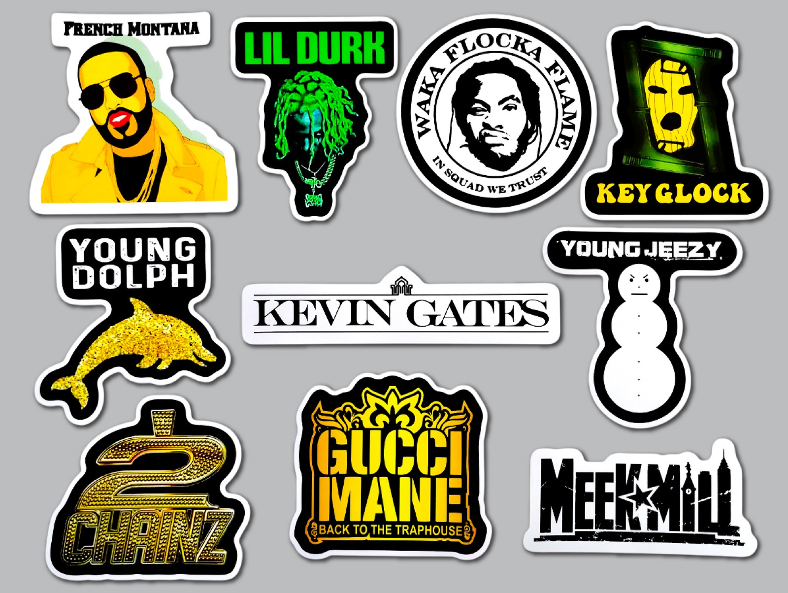 Modern Hip-Hop Vinyl Sticker Lot (10 Pack) SET 7 young jeezy dolph 2 chains rap