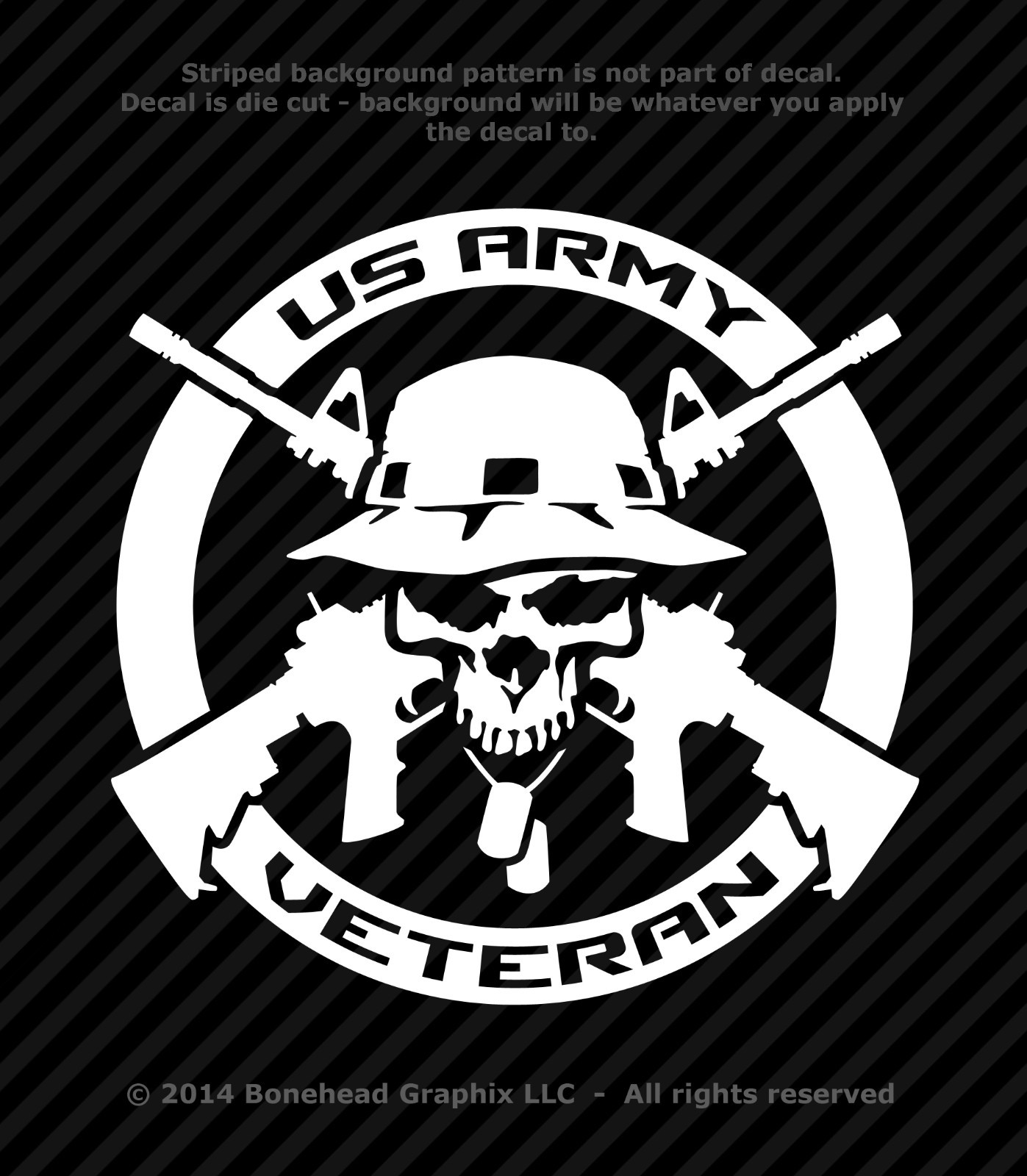 Military Veteran AV Logo XS-M Skull Combat Vet Vinyl Decal Window Sticker