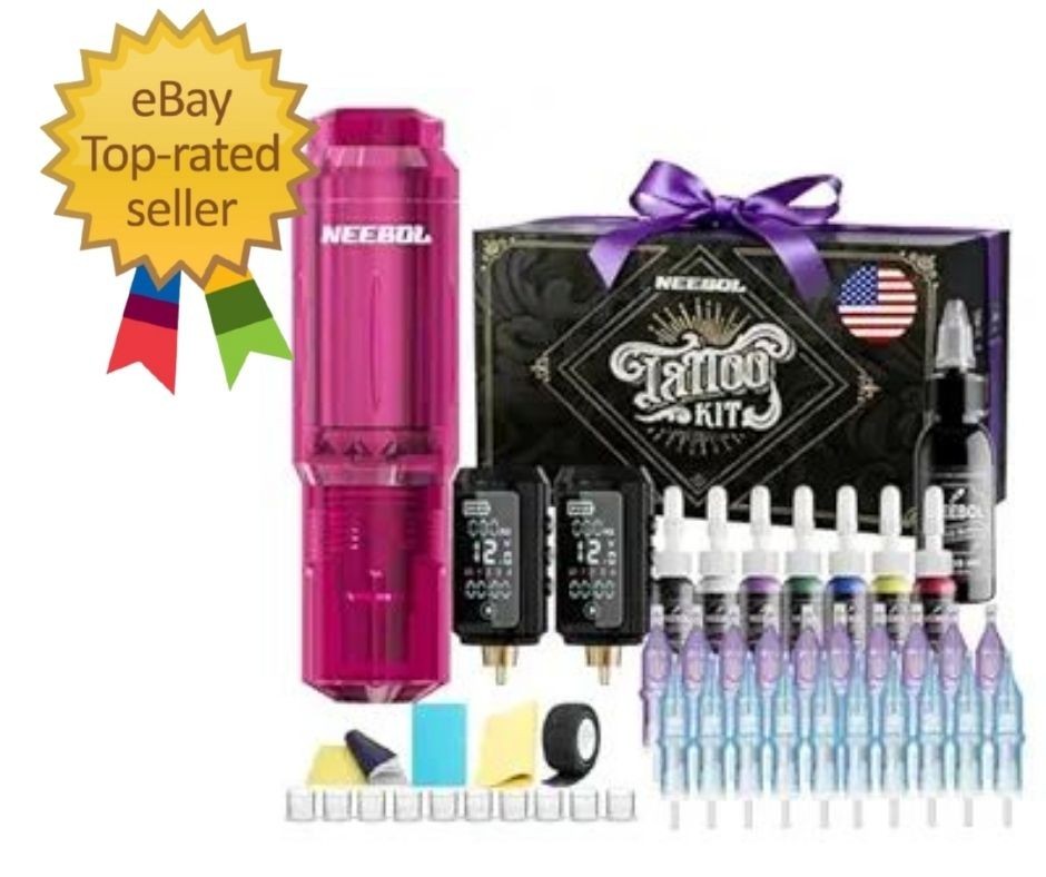 Tattoo Gun Kit – Wireless Machine with 2 Batteries, Standard, Pink