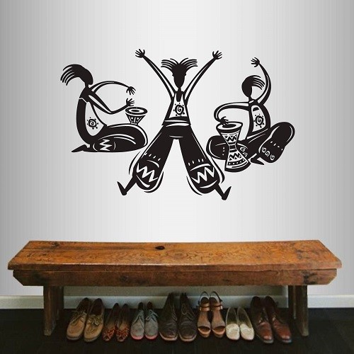 Vinyl Decal Dancing People Figures Aborigines Tribal Art Wall Mural Sticker 2363
