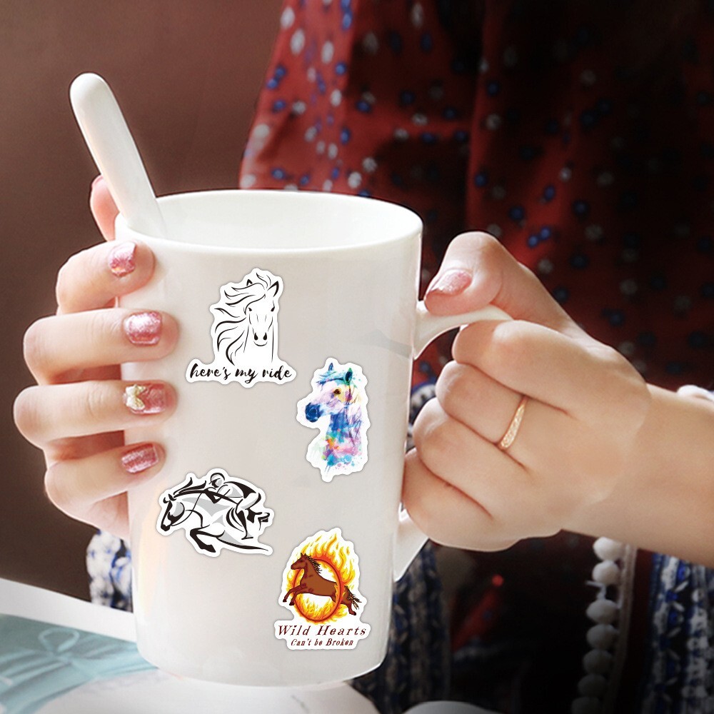 100pcs HORSE Stickers, Horse Merch,Water Bottle Laptop No Residue Stickers, #092