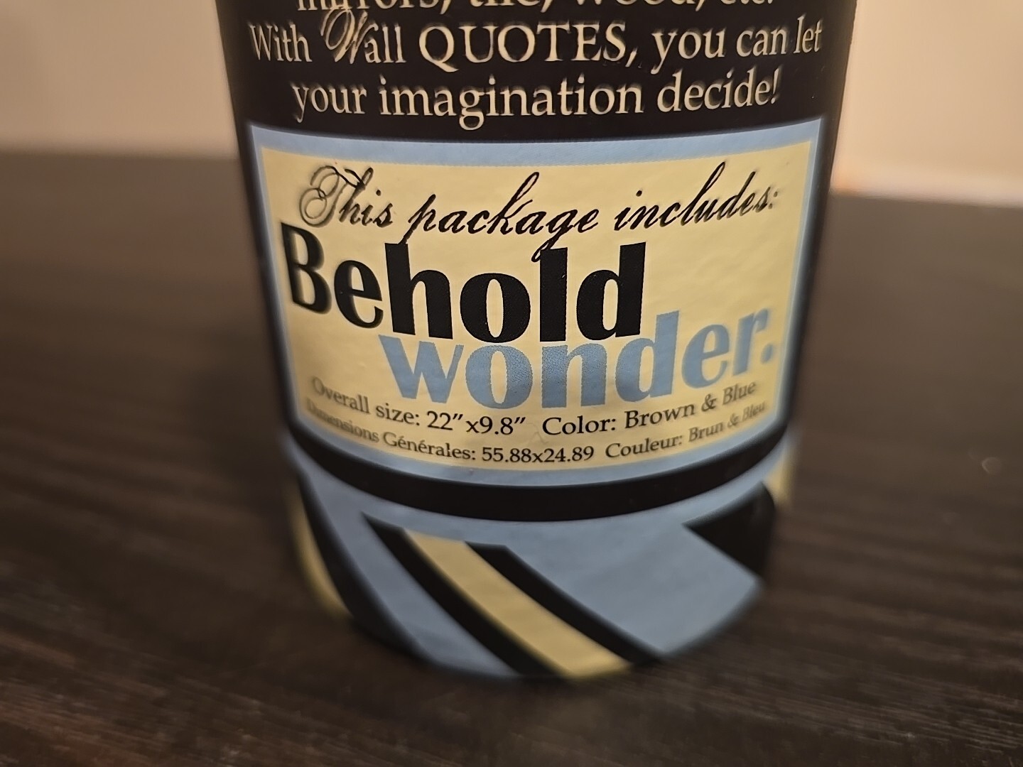 DCWV Home Behold Wonder Wall Decals Quotes 22" X 9.8" Brown Blue