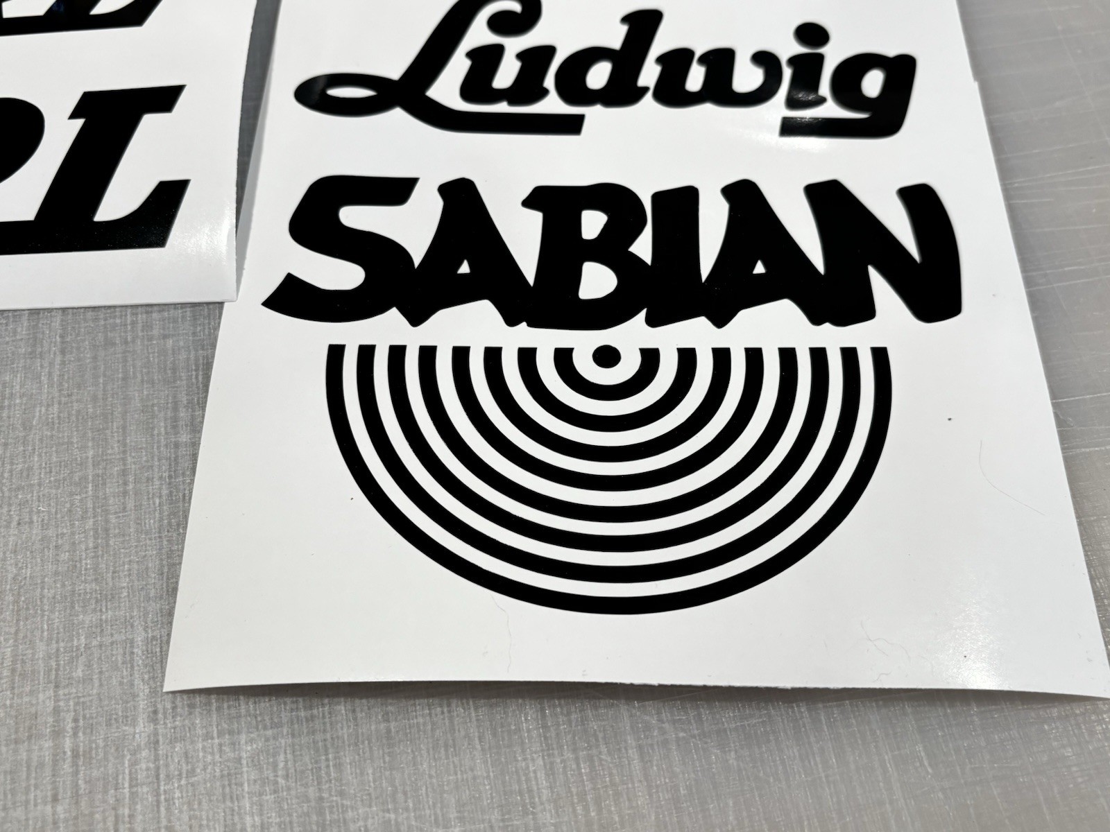 TWO Sabian Cymbals Text Logo Die Cut Vinyl Decal FREE Decal Offer Inside!