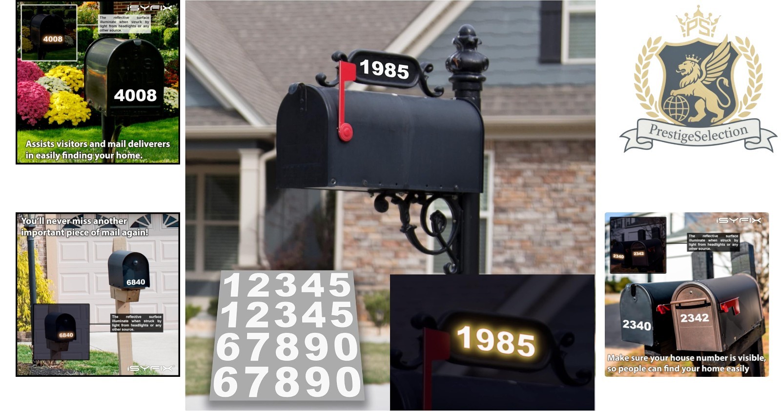 1.5 Inch Reflective Address Numbers – Easy to Apply Self-Adhesive Decal