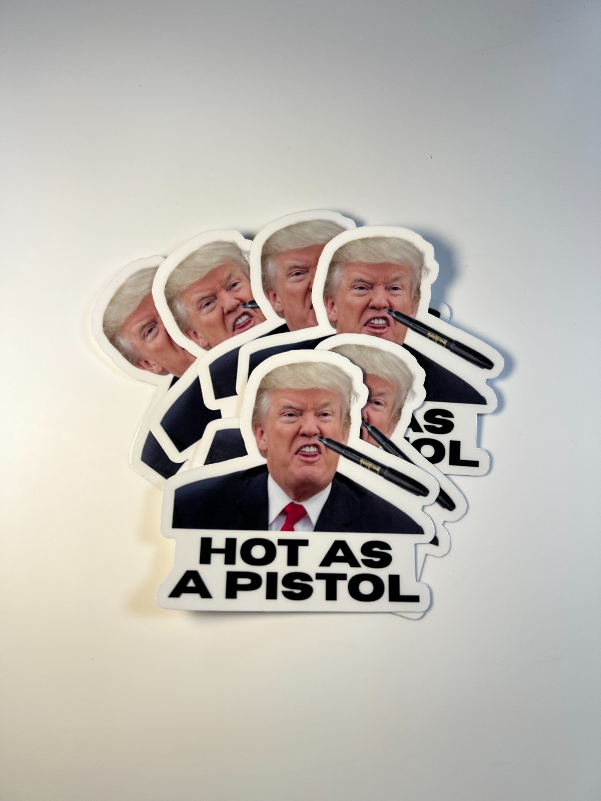 Trump Stickers "HOT AS A PISTOL" MEME Gas Pump Waterproof Vinyl NEW 1/10/50/100